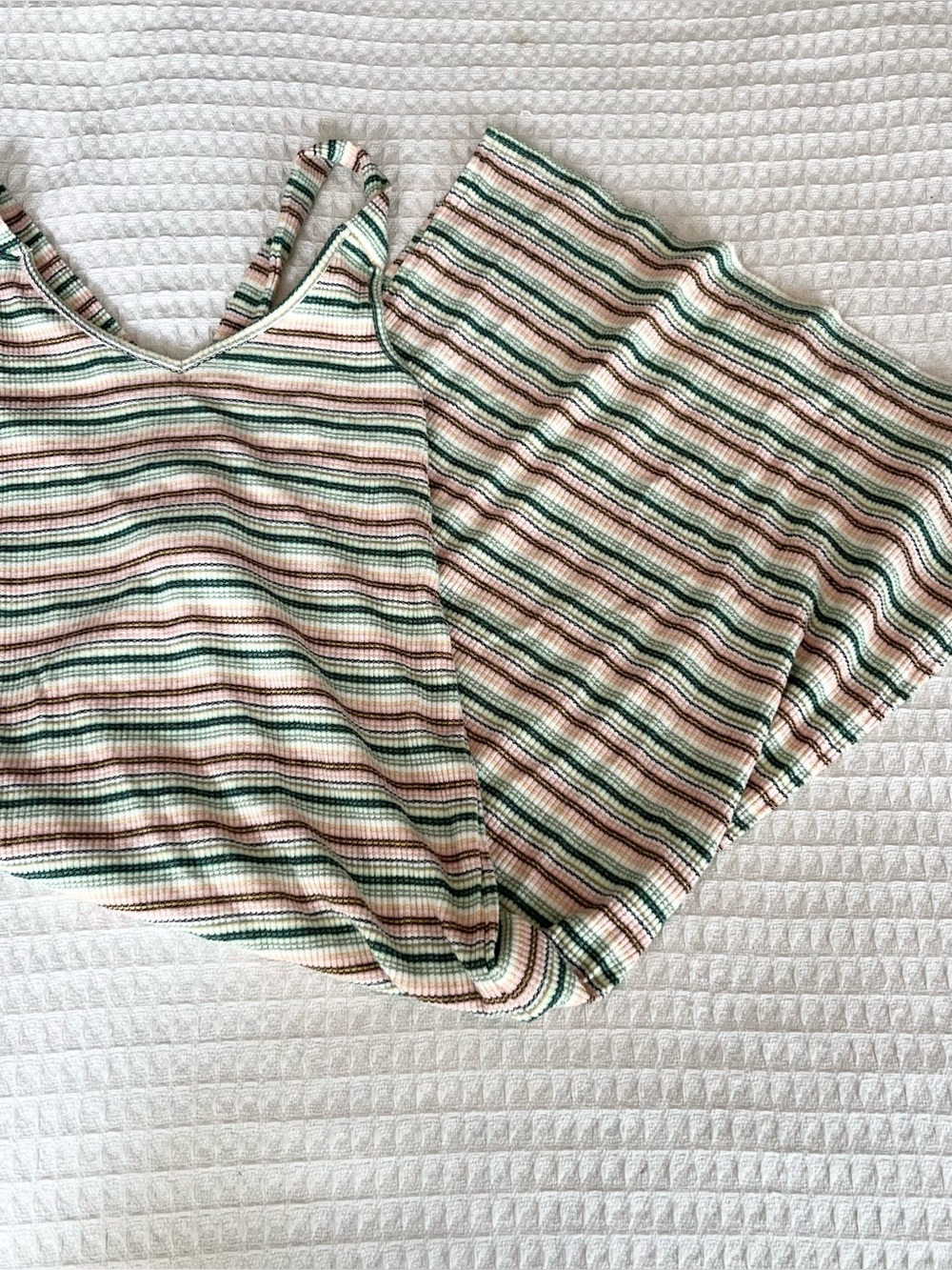 O'Neill Ribbed green and neutral striped tank dress size small